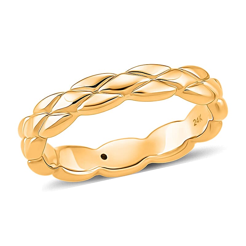24K Yellow Gold Diamond-cut Band Ring (Size 6.0) (1.50 g)