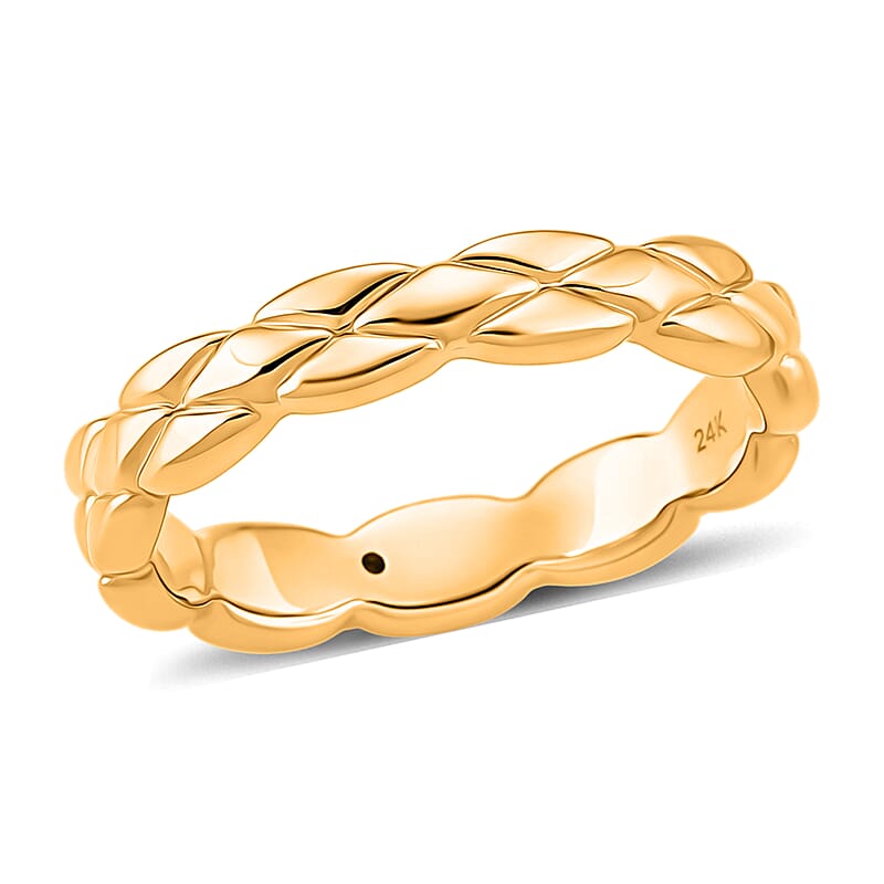 24K Yellow Gold Diamond-cut Band Ring (Size 8.0) (1.50 g)