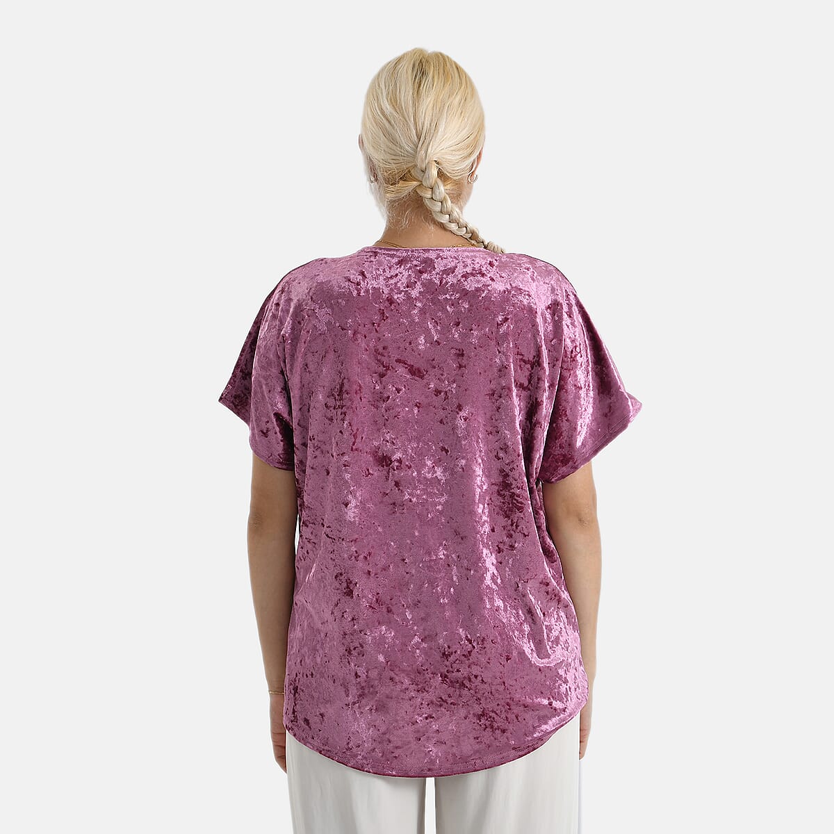 La Marey Rose Red Solid Color Lady Top - One Size Fits Most image number 2