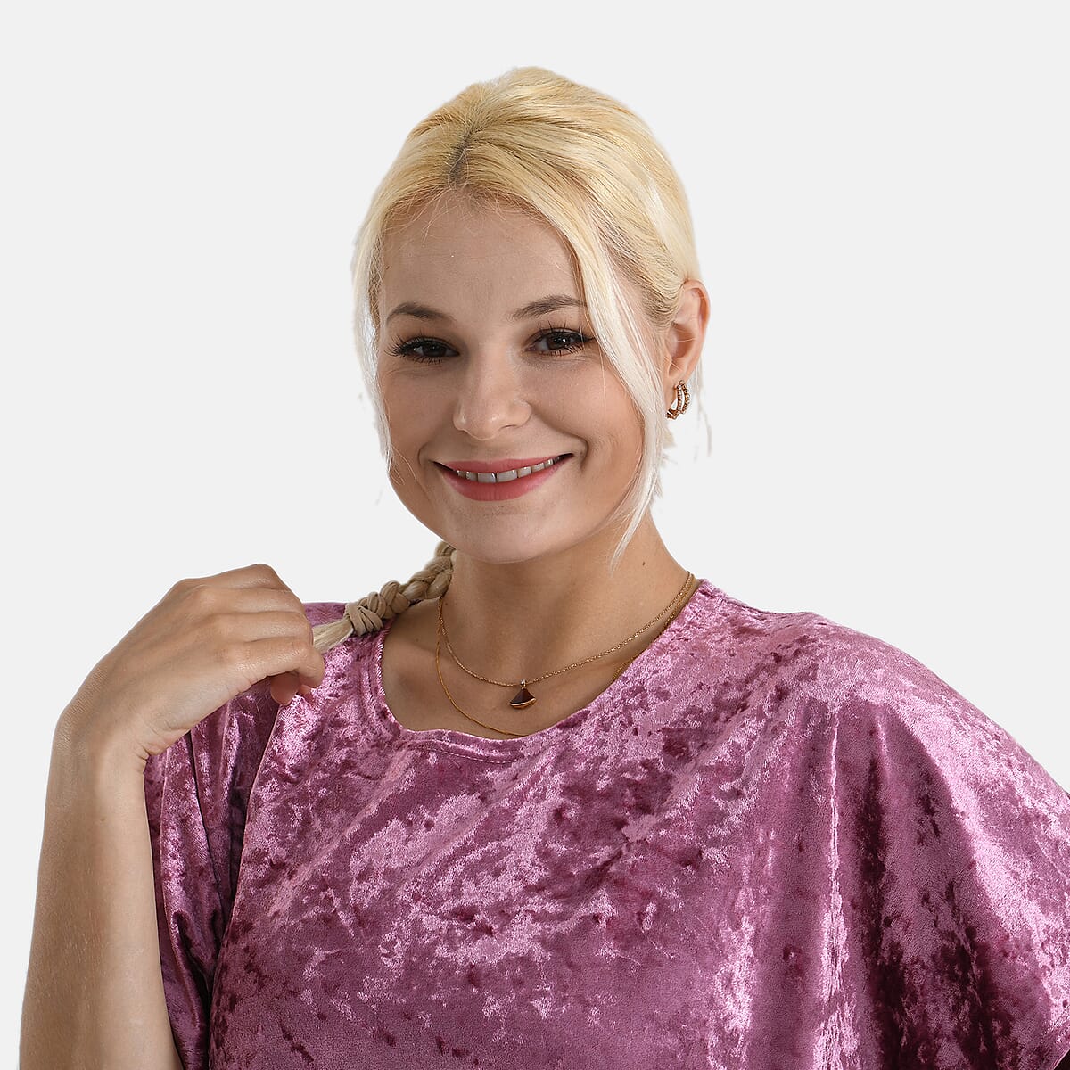 La Marey Rose Red Solid Color Lady Top - One Size Fits Most image number 5