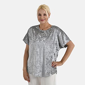 La Marey Gray Solid Color Lady Top - One Size Fits Most