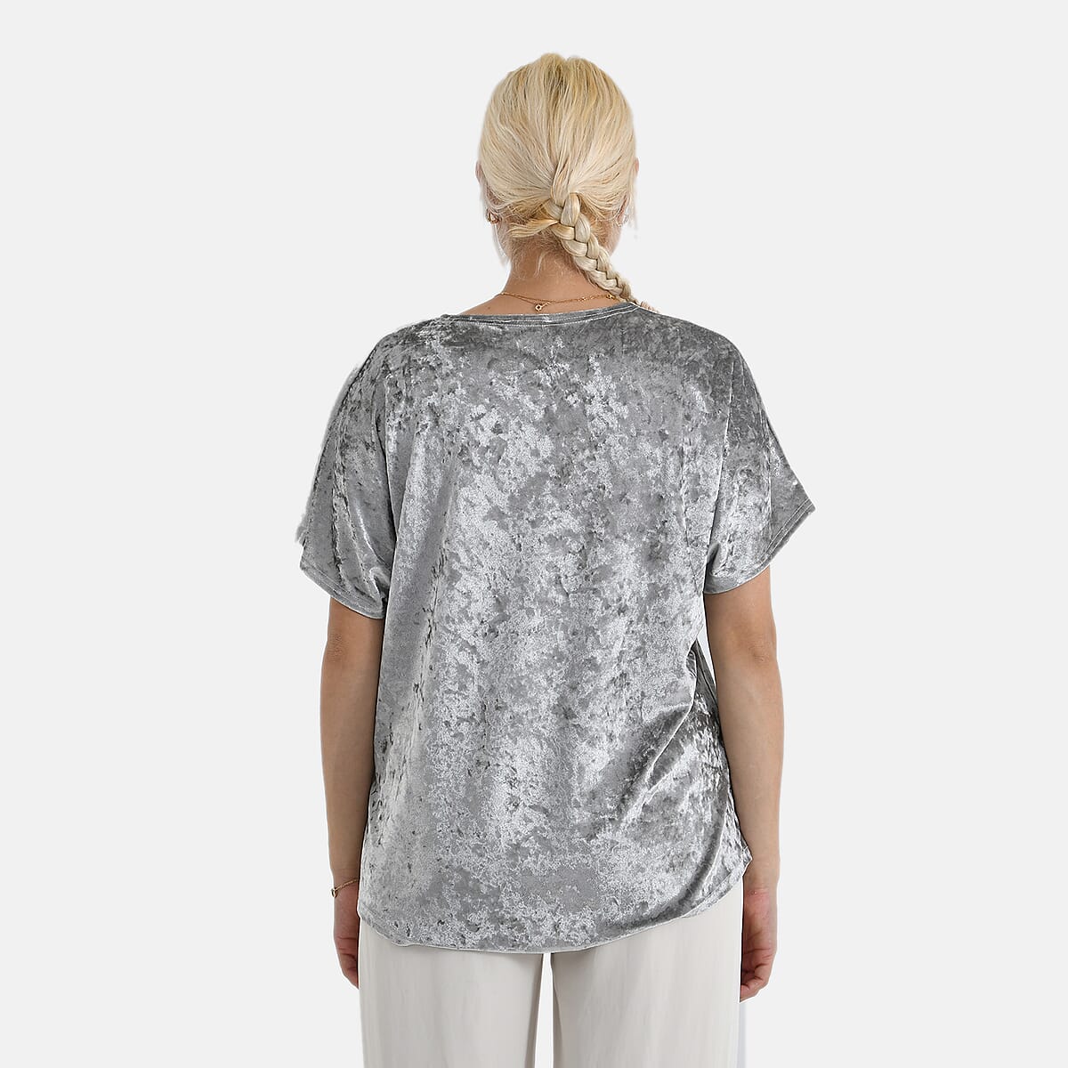 La Marey Gray Solid Color Lady Top - One Size Fits Most image number 2