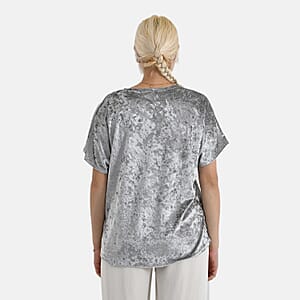 La Marey Gray Solid Color Lady Top - One Size Fits Most