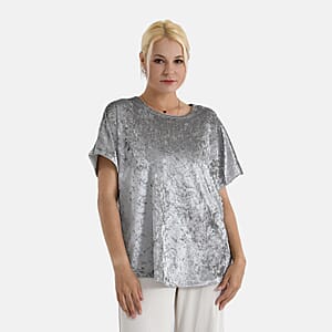La Marey Gray Solid Color Lady Top - One Size Fits Most
