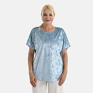 La Marey Blue Solid Color Lady Top - One Size Fits Most