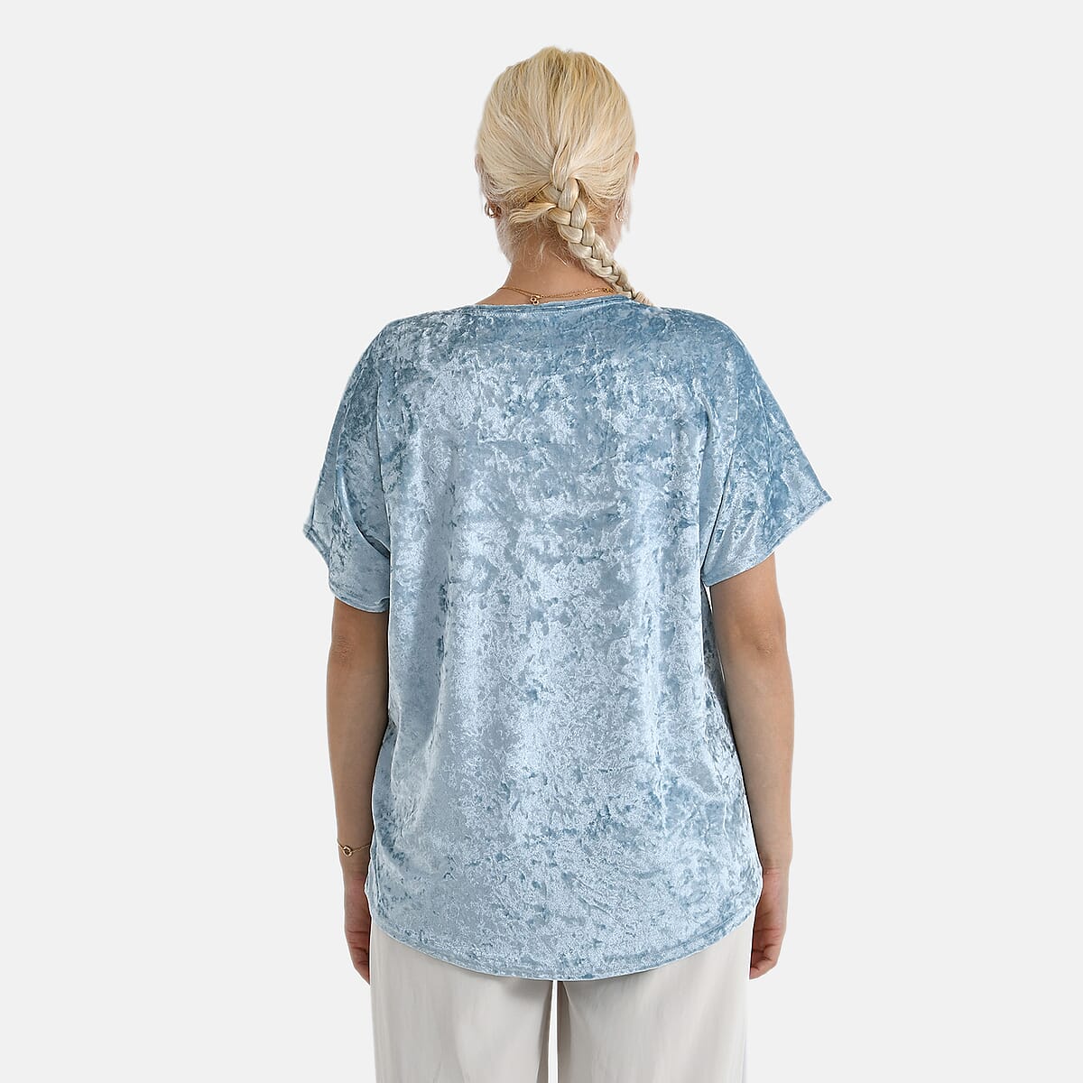 La Marey Blue Solid Color Lady Top - One Size Fits Most image number 2