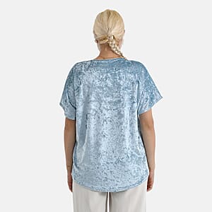 La Marey Blue Solid Color Lady Top - One Size Fits Most