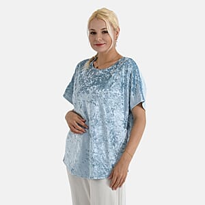 La Marey Blue Solid Color Lady Top - One Size Fits Most
