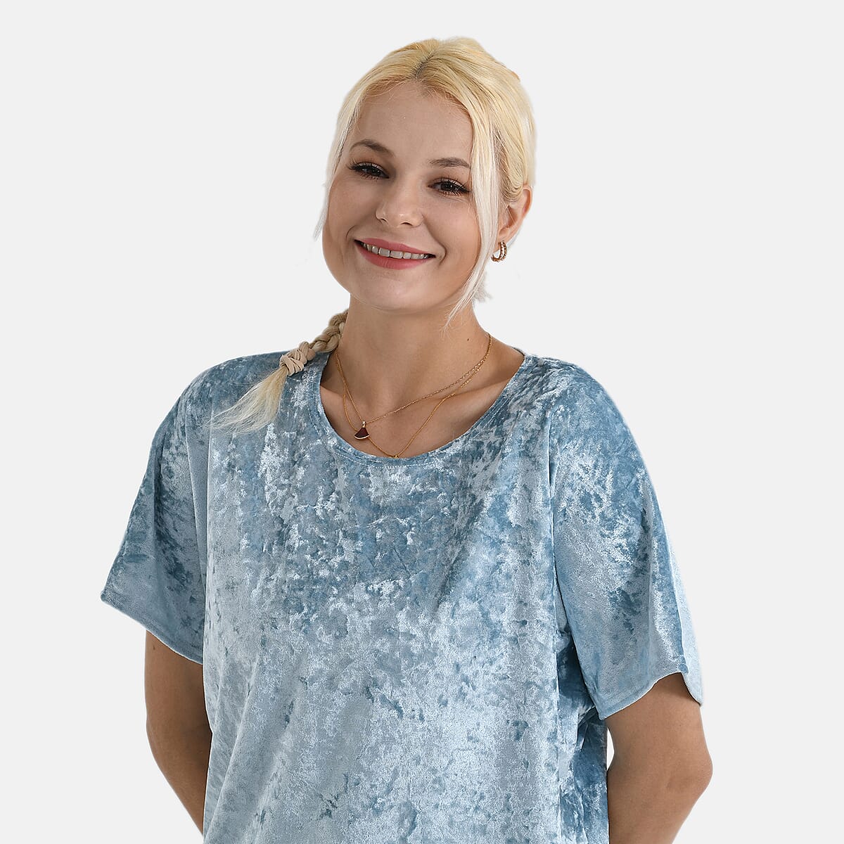 La Marey Blue Solid Color Lady Top - One Size Fits Most image number 5