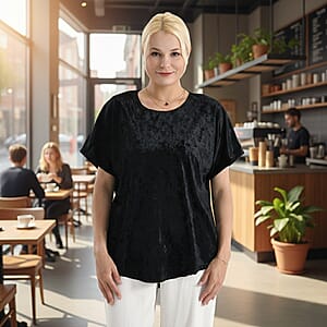 La Marey Black Solid Color Lady Top - One Size Fits Most