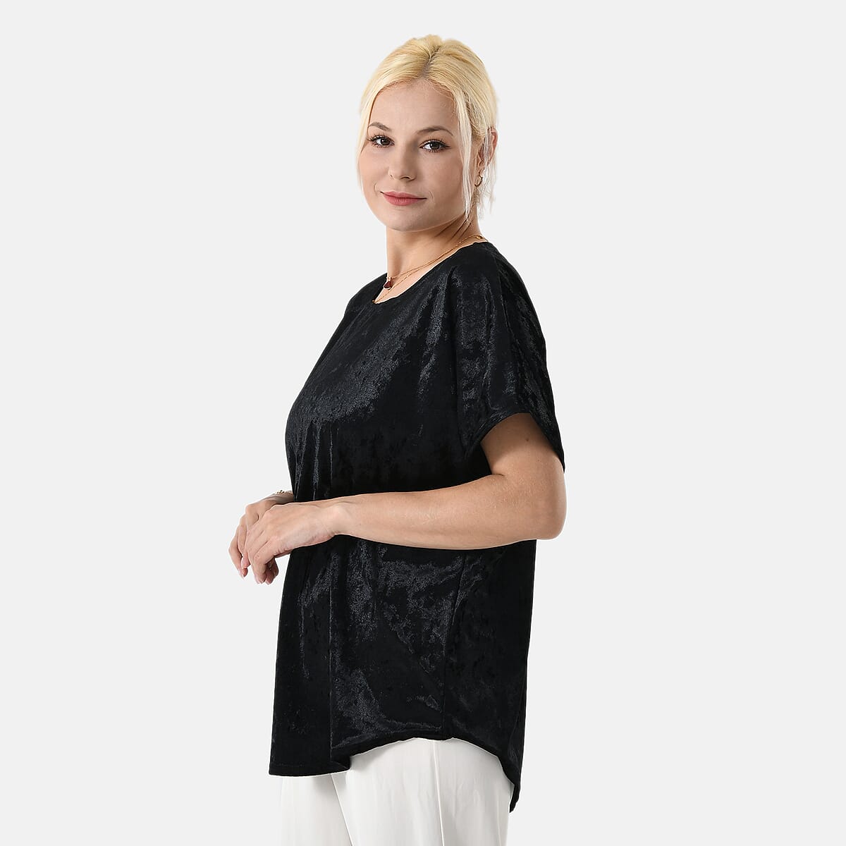 La Marey Black Solid Color Lady Top - One Size Fits Most image number 3