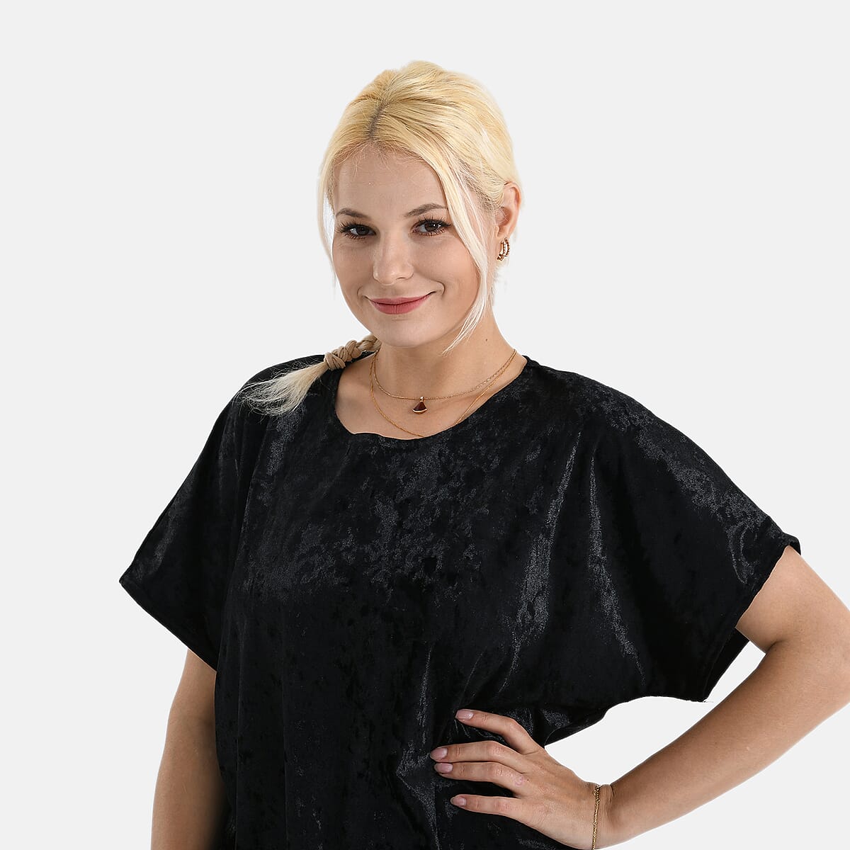 La Marey Black Solid Color Lady Top - One Size Fits Most image number 5