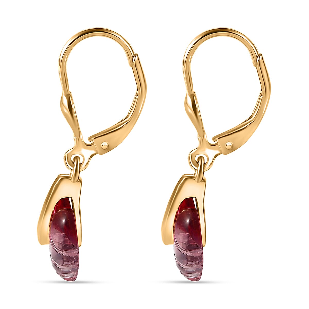 GP Italian Garden Special Murano Collection Pink Bi Color Glass Leaf Earrings in 18K Vermeil Yellow Gold Over Sterling Silver (Del. in 12-15 Days)  image number 4