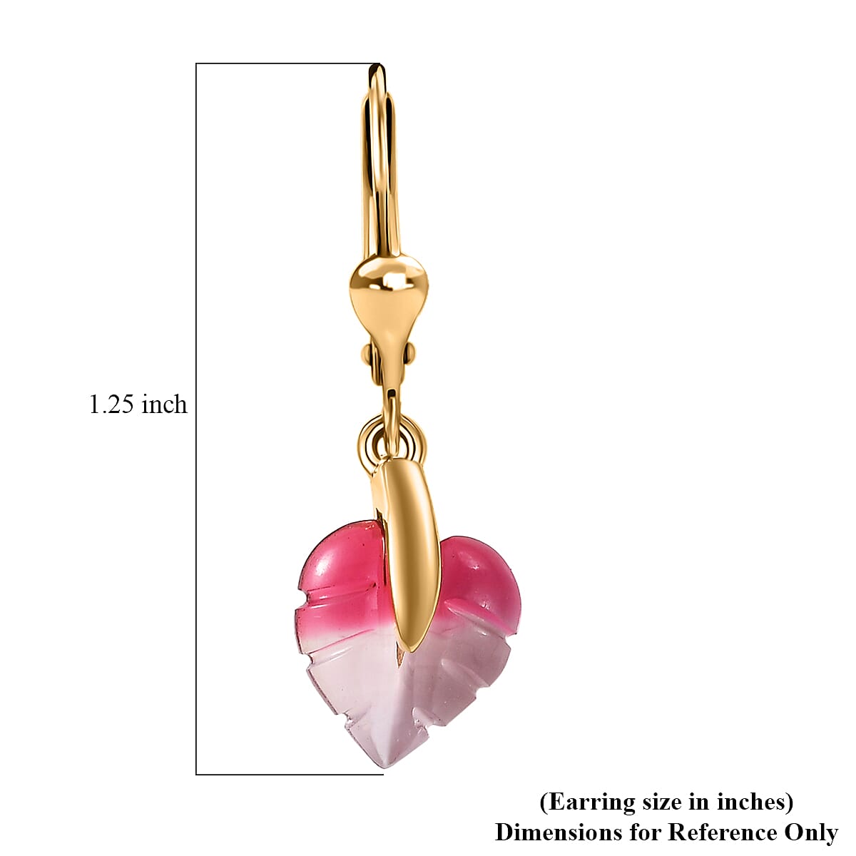 GP Italian Garden Special Murano Collection Pink Bi Color Glass Leaf Earrings in 18K Vermeil Yellow Gold Over Sterling Silver (Del. in 12-15 Days)  image number 6