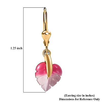 GP Italian Garden Special Collection Pink Bi Color Glass Leaf Earrings in 18K Vermeil YG Over Sterling Silver