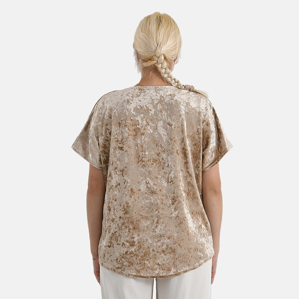 La Marey Golden Solid Color Lady Top - One Size Fits Most image number 2