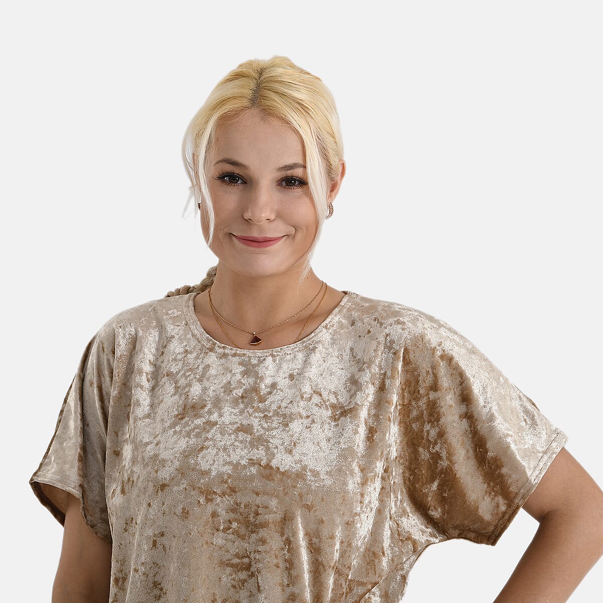 La Marey Golden Solid Color Lady Top - One Size Fits Most image number 5