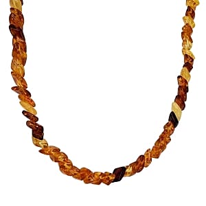 D'Joy Multi Color Baltic Amber 80.00 ctw Necklace in Sterling Silver (20 Inches)
