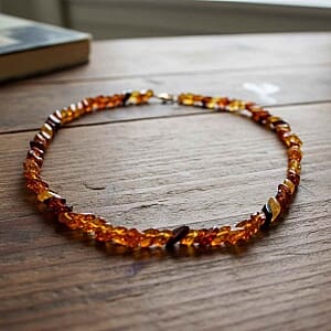 D'Joy Multi Color Baltic Amber 80.00 ctw Necklace in Sterling Silver (20 Inches)