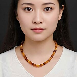 D'Joy Multi Color Baltic Amber 80.00 ctw Necklace in Sterling Silver (20 Inches)