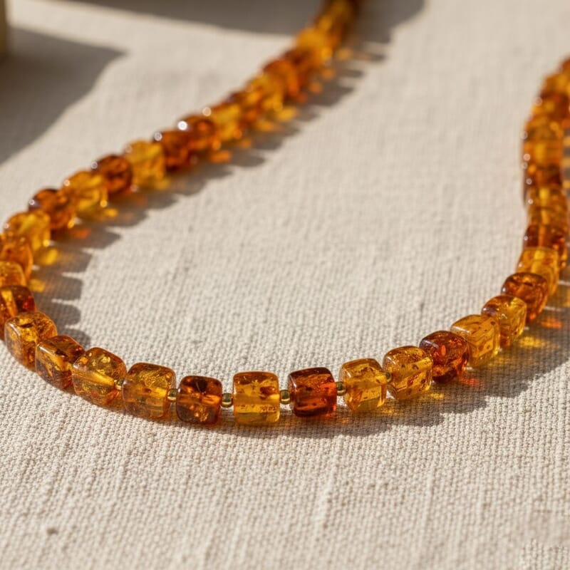D'Joy Baltic Amber 65.00 ctw Necklace in Sterling Silver (20 Inches)