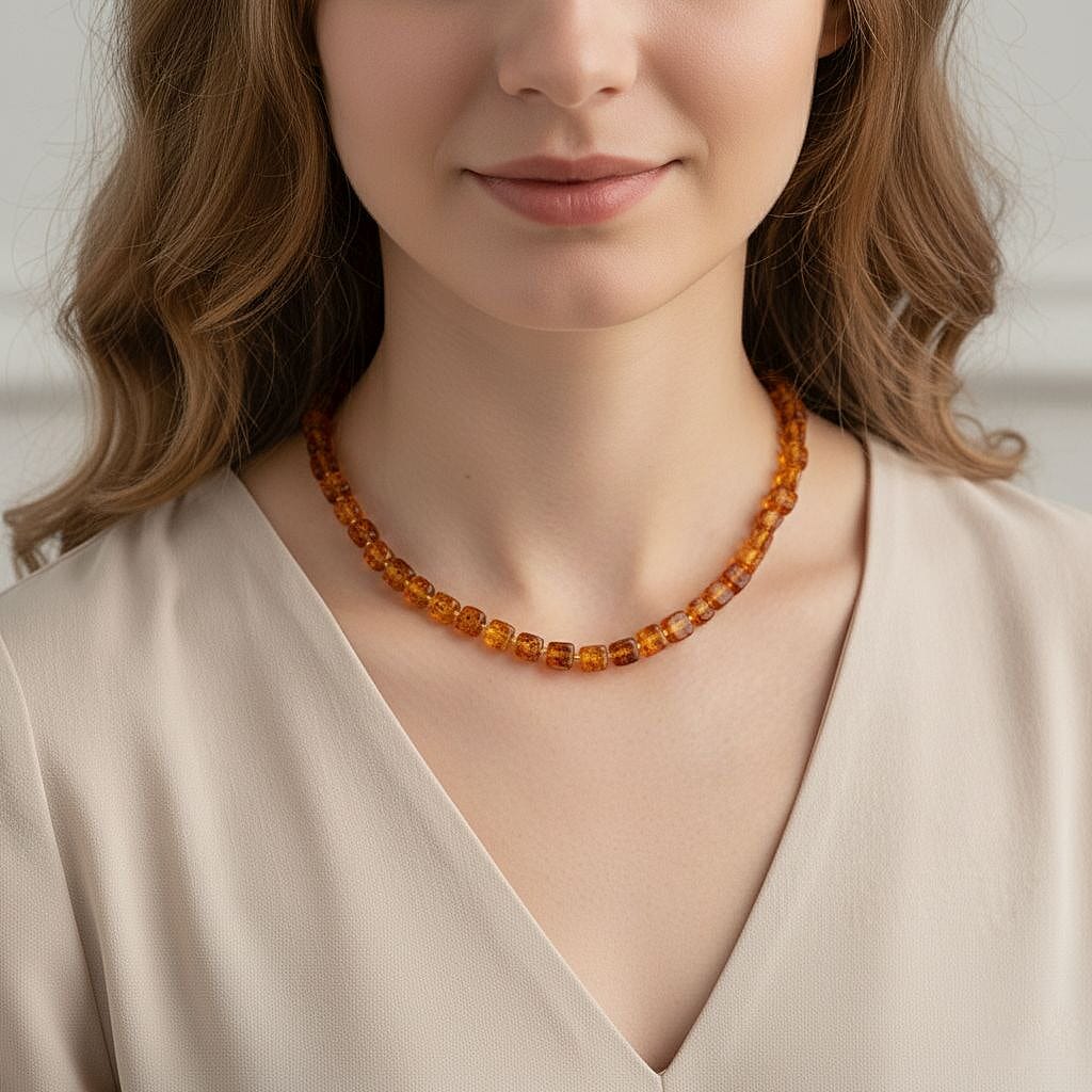 D'Joy Baltic Amber 65.00 ctw Necklace in Sterling Silver (20 Inches)