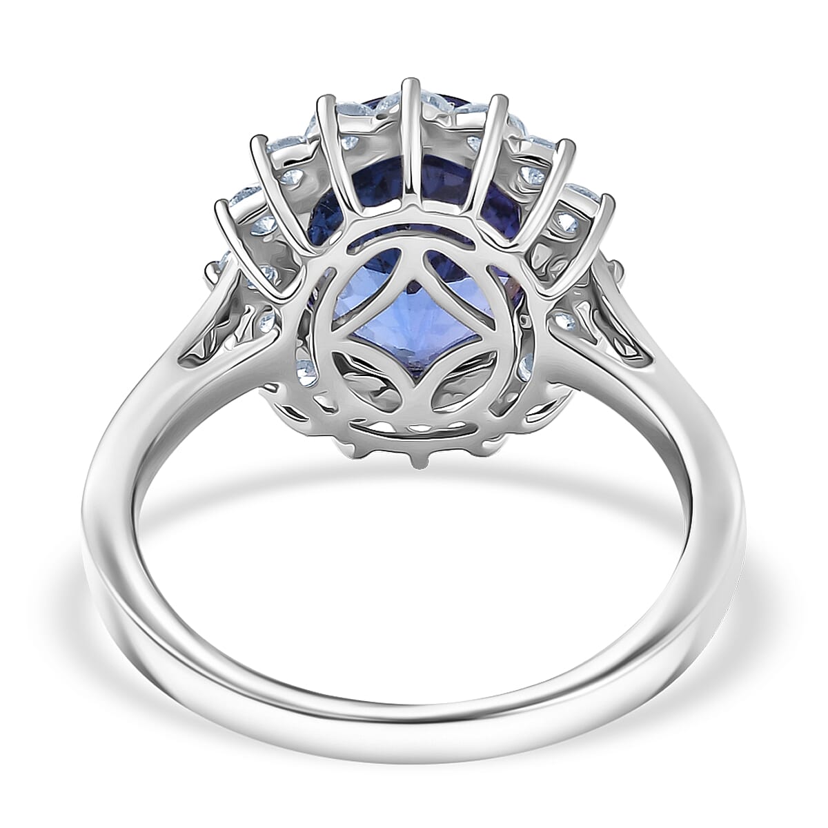AAAA Tanzanite, Diamond Floral Ring in 950 Palladium 4.50 ctw (Size 6.0) image number 4