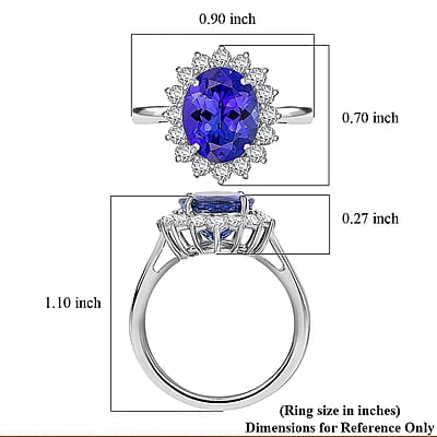 AAAA Tanzanite, Diamond Floral Ring in 950 Palladium 4.50 ctw (Size 6.0)