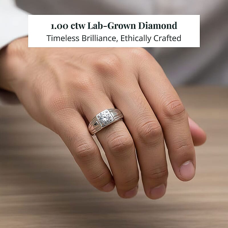 Luxuriant Lab Grown Diamond Men's Ring in 950 Palladium 1.00 ctw (Size 12.0)