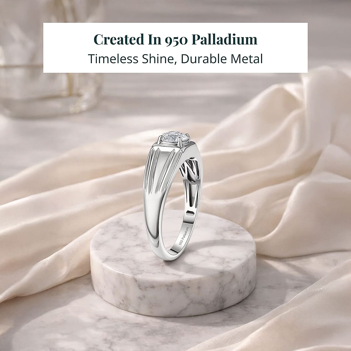 Luxuriant Lab Grown Diamond Men's Ring in 950 Palladium 1.00 ctw (Size 9.0) image number 2