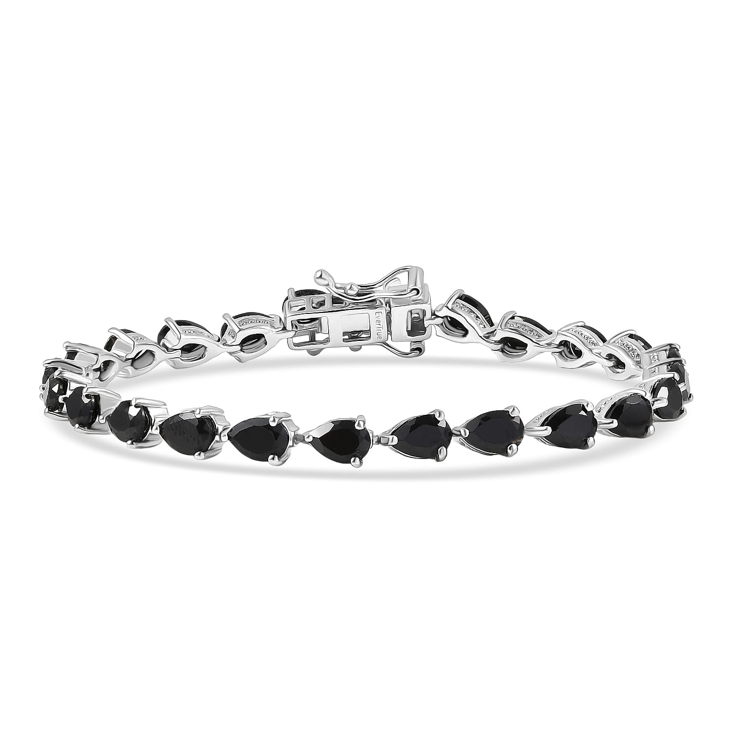 EverTrue Thai Black Spinel 12.10 ctw Midnight Pearline Bracelet in Platinum Bo (6.50 In)