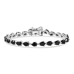 EverTrue Thai Black Spinel 12.10 ctw Midnight Pearline Bracelet in Platinum Bo (6.50 In) 