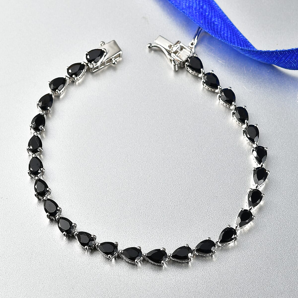 EverTrue Thai Black Spinel 12.10 ctw Midnight Pearline Bracelet in Platinum Bo (6.50 In)  image number 1