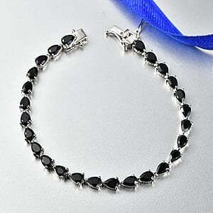 EverTrue Thai Black Spinel 12.10 ctw Midnight Pearline Bracelet in Platinum Bo (6.50 In) 