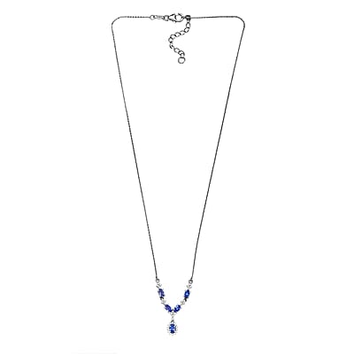 D'Joy AAA Tanzanite, White Zircon Necklace in Rhodium Over Sterling Silver 1.85 ctw (18-20 Inches)