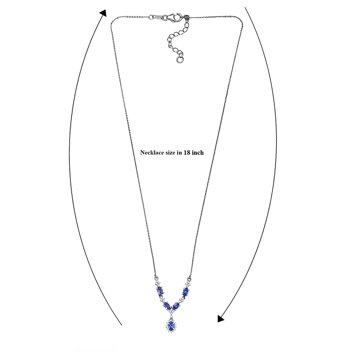 D'Joy AAA Tanzanite and White Zircon 1.85 ctw Twilight Bloom Necklace in Rhodium Over Sterling Silver 18-20 Inches image number 5