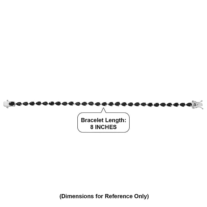 EverTrue Black Spinel 14.70 Midnight Pearline Bracelet in Platinum Bond (8.00 Inches) (8.00 In)