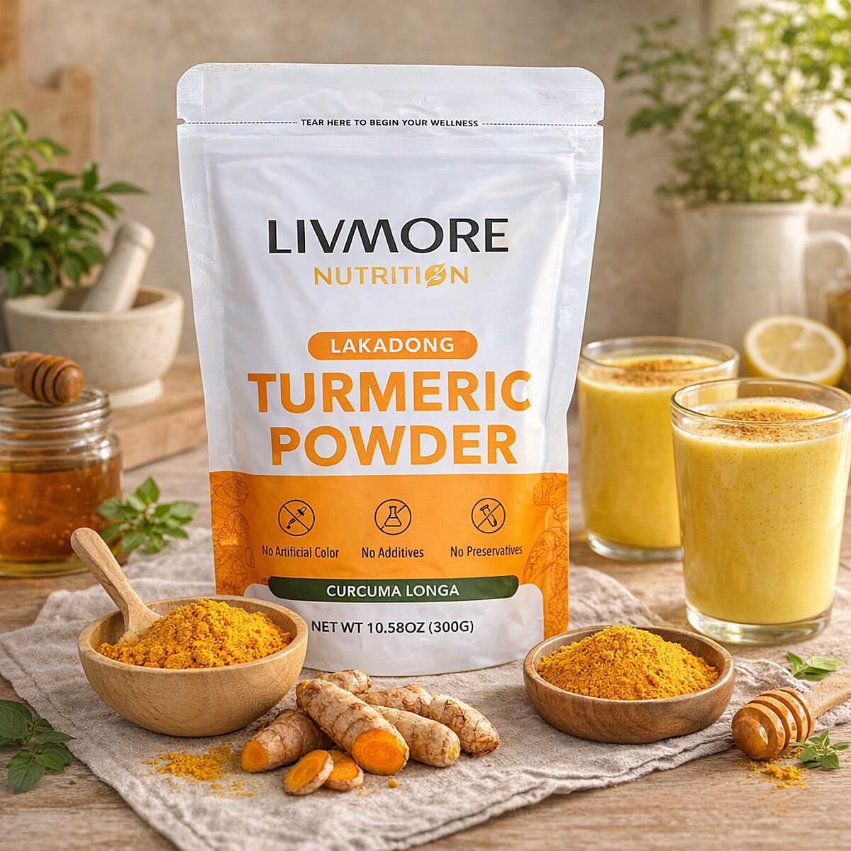 Livmore Nutrition Turmeric Powder 10.58oz image number 1