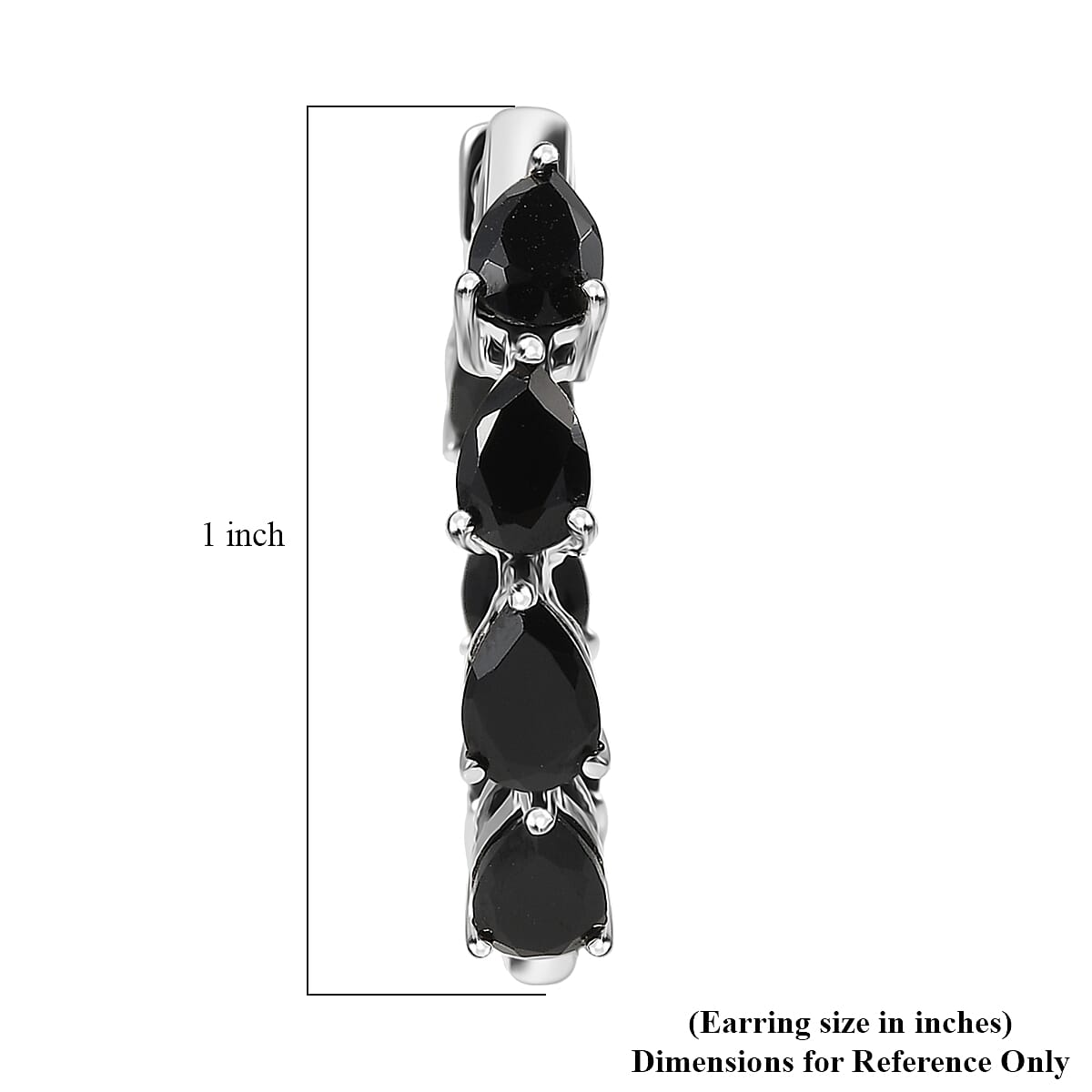 EverTrue Thai Black Spinel 7.35 ctw Midnight Pearline Hoop Earrings in Platinum Bond 