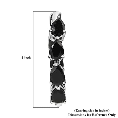EverTrue Thai Black Spinel 7.35 ctw Midnight Pearline Hoop Earrings in Platinum Bond 