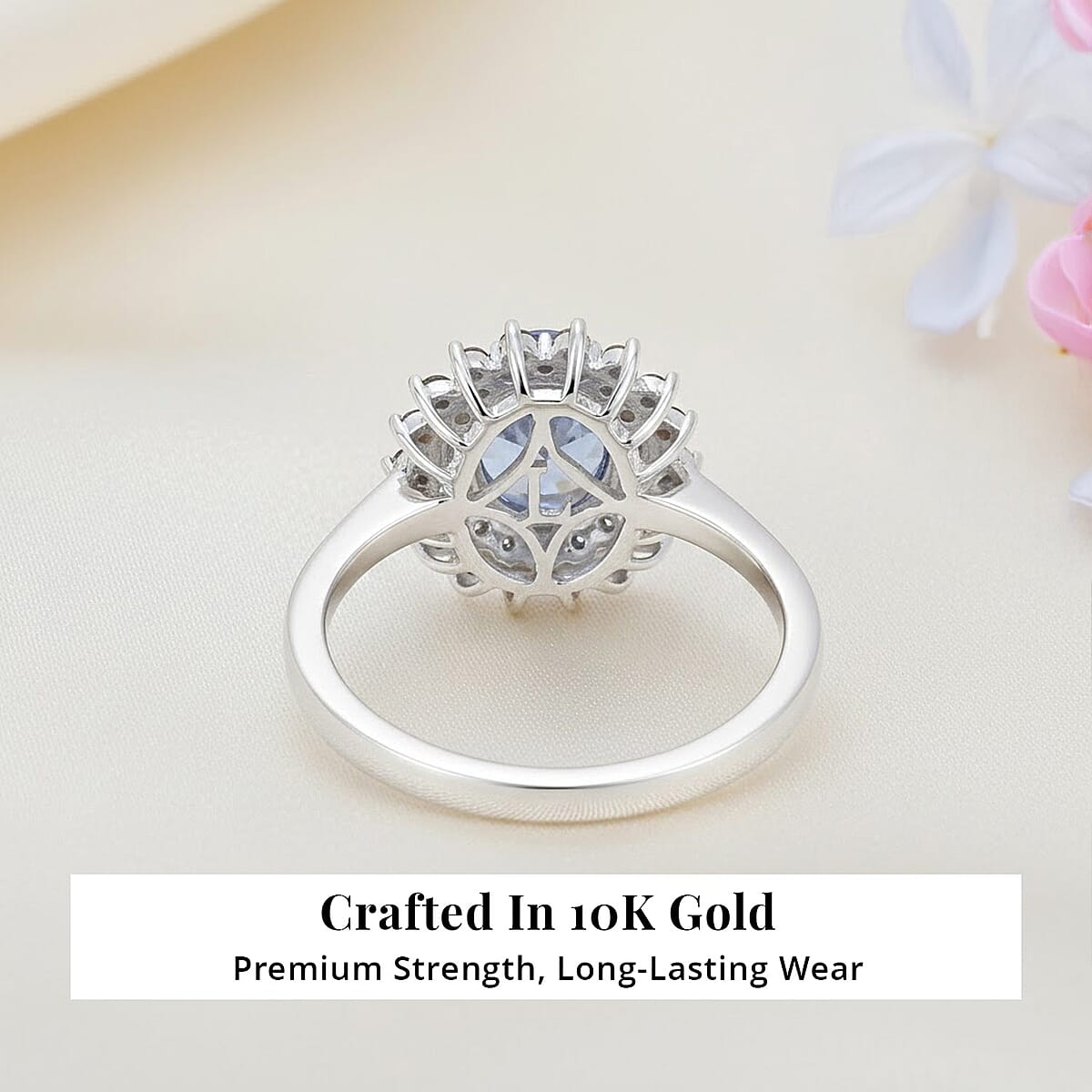 AAA Tanzanite, Lab Grown Multi Diamond Ring in 10K White Gold 2.20 ctw (Size 11.5) image number 5
