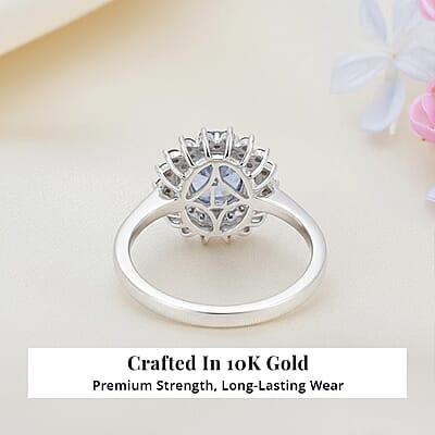 AAA Tanzanite, Lab Grown Multi Diamond Ring in 10K White Gold 2.20 ctw (Size 5.0)