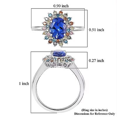AAA Tanzanite, Lab Grown Multi Diamond Ring in 10K White Gold 2.20 ctw (Size 5.0)