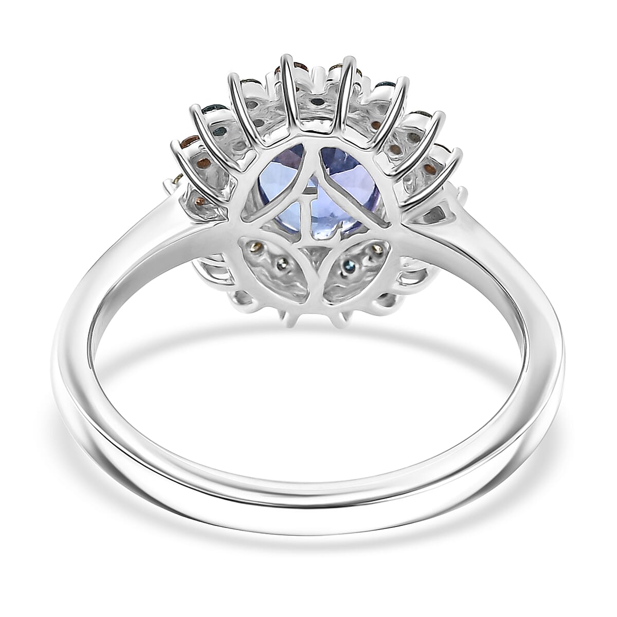 AAA Tanzanite and Luxuriant Lab Grown Multi Diamond G-H SI 2.20 ctw Twilight Bloom Ring in 10K White Gold (Size 7.0) (Del. in 5-7 Days) image number 4