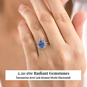 AAA Tanzanite, Lab Grown Multi Diamond Ring in 10K White Gold 2.20 ctw (Size 8.0)