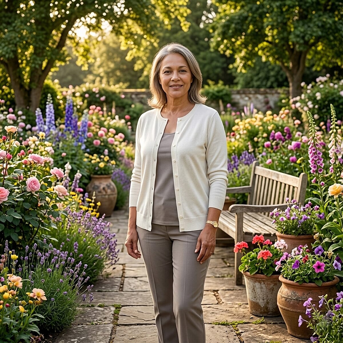 Tamsy White Round Neck Sweater with Buttons - XXL image number 1