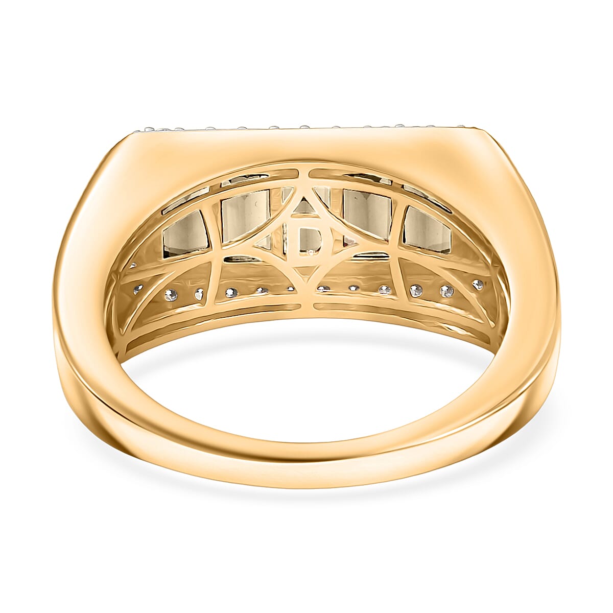 Doorbuster D'Joy Premium Turkizite and Moissanite 2.65 ctw Victory Frame Men's Ring in 18K Vermeil Yellow Gold Over Sterling Silver (Size 12.0) image number 4