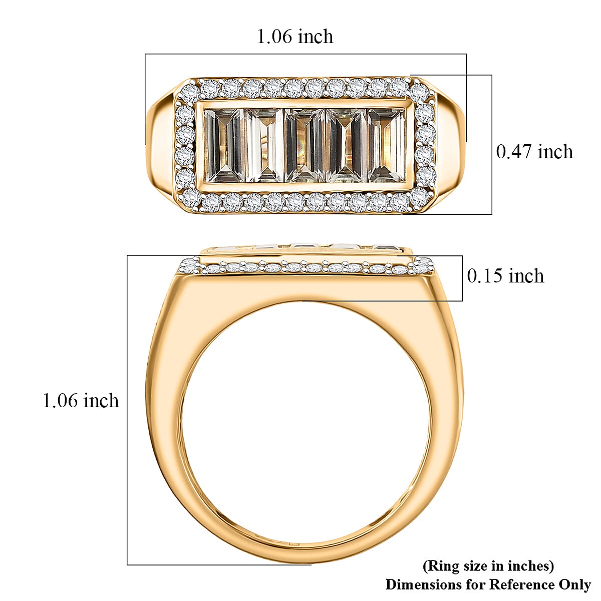 Doorbuster D'Joy Premium Turkizite and Moissanite 2.65 ctw Victory Frame Men's Ring in 18K Vermeil Yellow Gold Over Sterling Silver (Size 14.0) image number 5