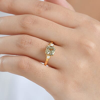 AAA Turkizite and Luxuriant Lab Grown Diamond G-H SI 2.15 ctw Ring in 18K Vermeil Yellow Gold Over Sterling Silver (Size 10.0)
