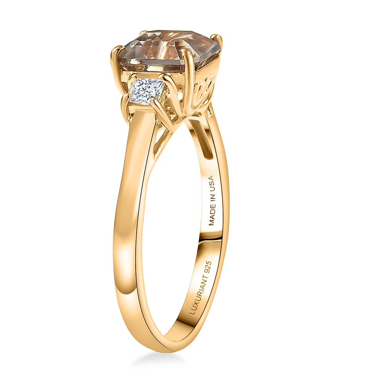  AAA Turkizite and Luxuriant Lab Grown Diamond G-H SI 2.15 ctw Ring in 18K Vermeil Yellow Gold Over Sterling Silver (Size 10.0) image number 2